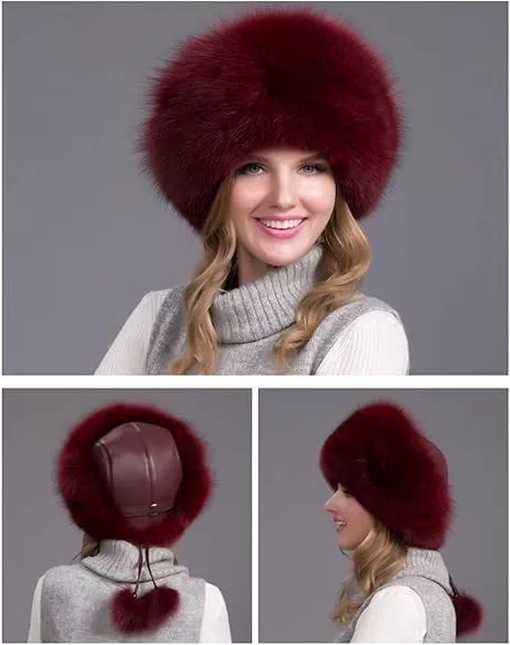 Vossenbont Wintermuts met Oorwarmers Dames Dikke Bontmuts Natuurlijke Vacht Elegante Warme Winterhoed | Sansoti