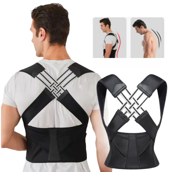 Correcteur de posture réglable avec soutien du dos, noir et rose, pour le confort du cou, des épaules et du dos et l’amélioration de la posture | Sansoti