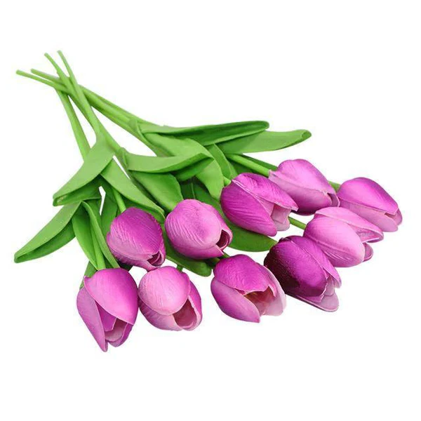 Künstliche Tulpen Set mit 10 Stück PU-Blumen Dekoration Wohnzimmer Vasenarrangement Natürliches Interieur-Styling Blumenstrauß | Sansoti