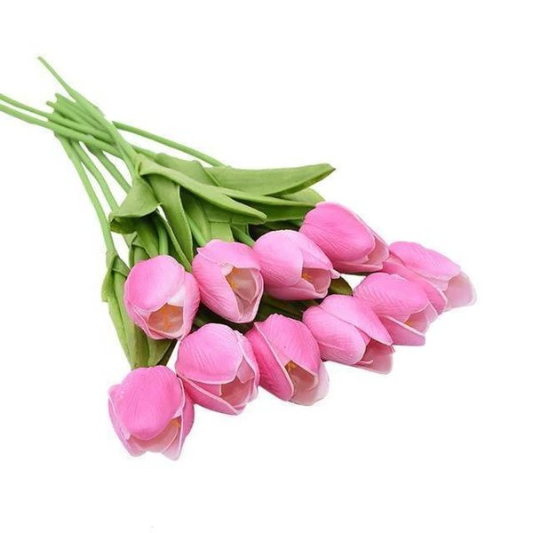 Künstliche Tulpen Set mit 10 Stück PU-Blumen Dekoration Wohnzimmer Vasenarrangement Natürliches Interieur-Styling Blumenstrauß | Sansoti