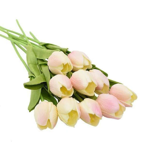 Künstliche Tulpen Set mit 10 Stück PU-Blumen Dekoration Wohnzimmer Vasenarrangement Natürliches Interieur-Styling Blumenstrauß | Sansoti