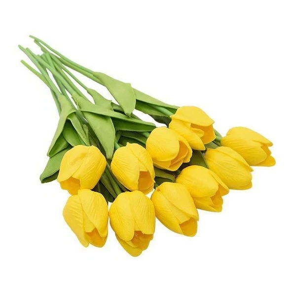 Künstliche Tulpen Set mit 10 Stück PU-Blumen Dekoration Wohnzimmer Vasenarrangement Natürliches Interieur-Styling Blumenstrauß | Sansoti