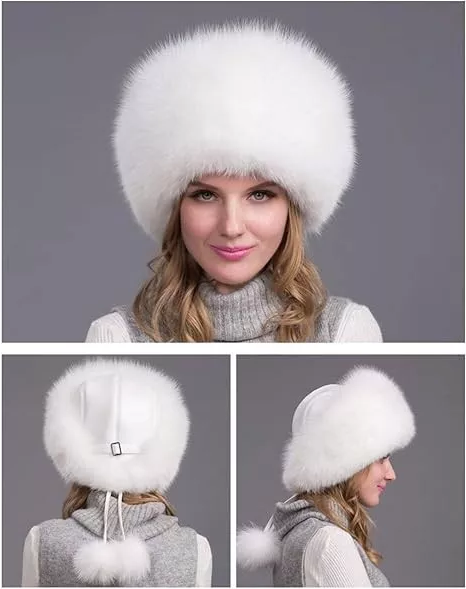 Vossenbont Wintermuts met Oorwarmers Dames Dikke Bontmuts Natuurlijke Vacht Elegante Warme Winterhoed | Sansoti