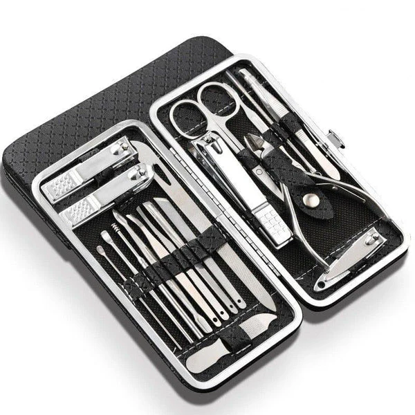 Roestvrijstalen Manicureset 19-delig Nagelverzorging Pedicure Professioneel Etui Nagelknipper Nagelset | Sansoti