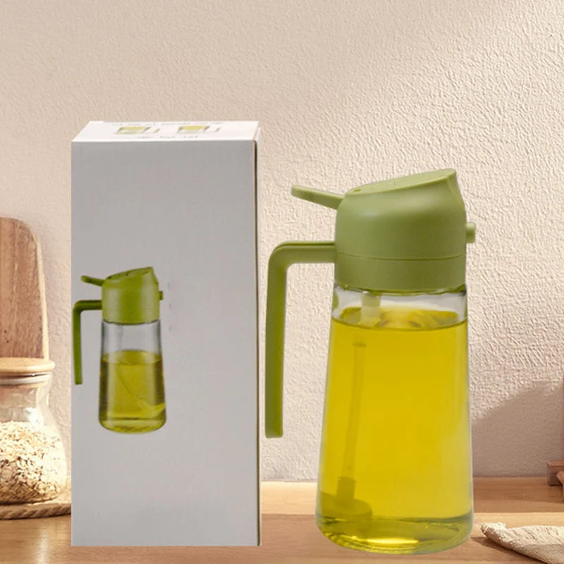 Glazen Olieverstuiver met Doseerdop Groen Geel Beige Keukenflacon Veelzijdig Dispenseren Kookolie Azijn | Sansoti