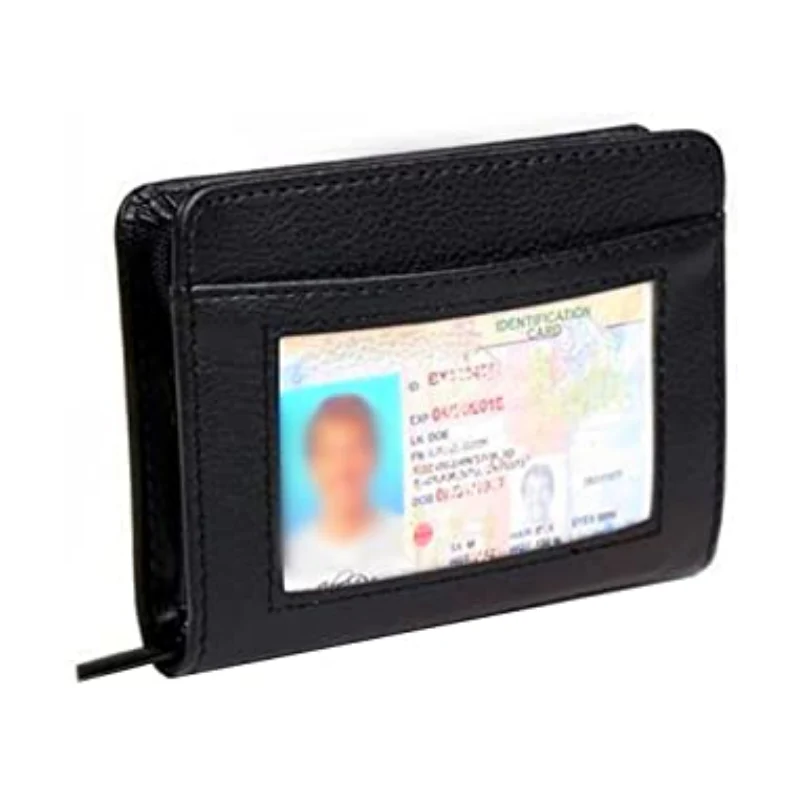 Portefeuille RFID avec fermeture à glissière 36 cartes aspect cuir noir protection porte-passeport portefeuille de voyage pour femme et homme | Sansoti