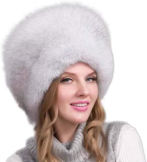 Vossenbont Wintermuts met Oorwarmers Dames Dikke Bontmuts Natuurlijke Vacht Elegante Warme Winterhoed | Sansoti