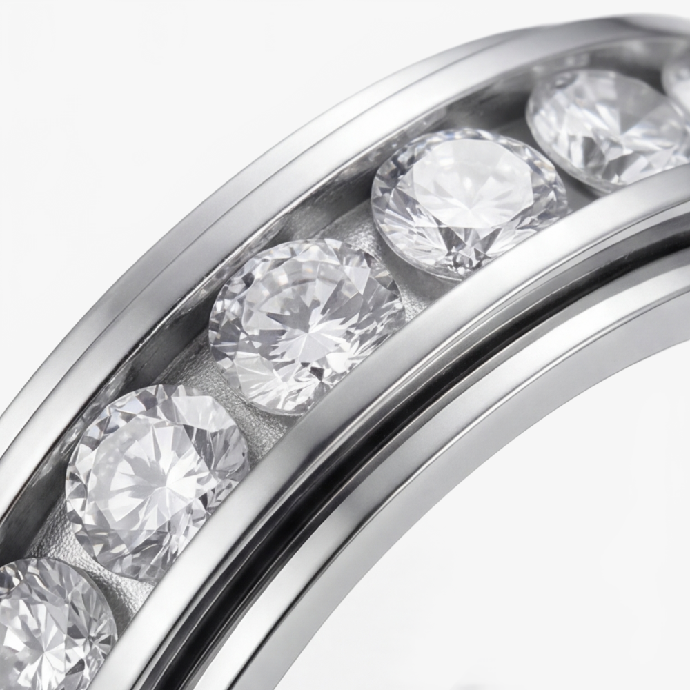 Draaibare Spinner Ring met Zirkonia Steentjes – Titanium Staal – Rustgevend Fidget Sieraad voor Vrouwen en Mannen | Sansoti