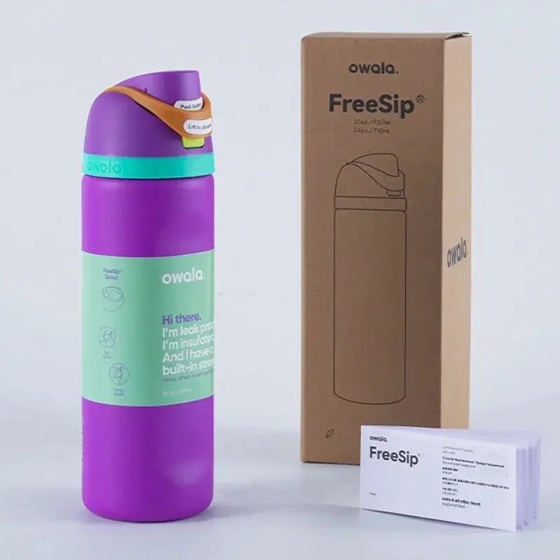 RVS Drinkfles 710ml met Geïntegreerd Rietje Handvat Dubbelwandige Isolatie 24u Koud BPA-Vrij Sport Reizen | Sansoti
