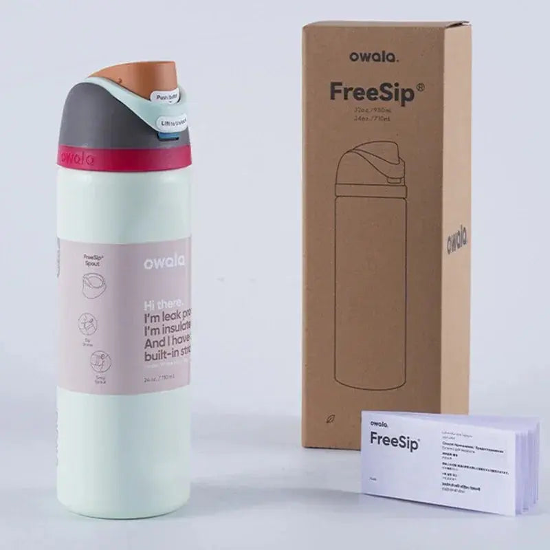 RVS Drinkfles 710ml met Geïntegreerd Rietje Handvat Dubbelwandige Isolatie 24u Koud BPA-Vrij Sport Reizen | Sansoti