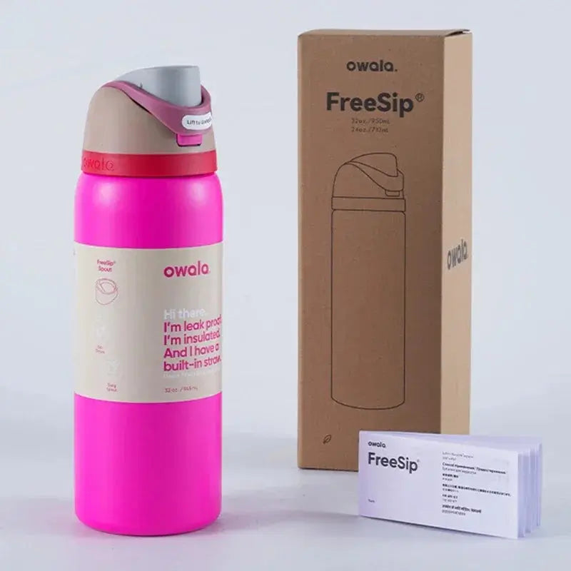 RVS Drinkfles 710ml met Geïntegreerd Rietje Handvat Dubbelwandige Isolatie 24u Koud BPA-Vrij Sport Reizen | Sansoti