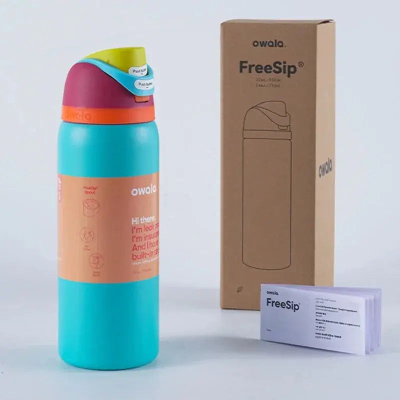 RVS Drinkfles 710ml met Geïntegreerd Rietje Handvat Dubbelwandige Isolatie 24u Koud BPA-Vrij Sport Reizen | Sansoti
