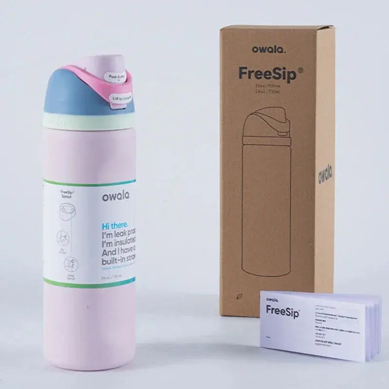 RVS Drinkfles 710ml met Geïntegreerd Rietje Handvat Dubbelwandige Isolatie 24u Koud BPA-Vrij Sport Reizen | Sansoti
