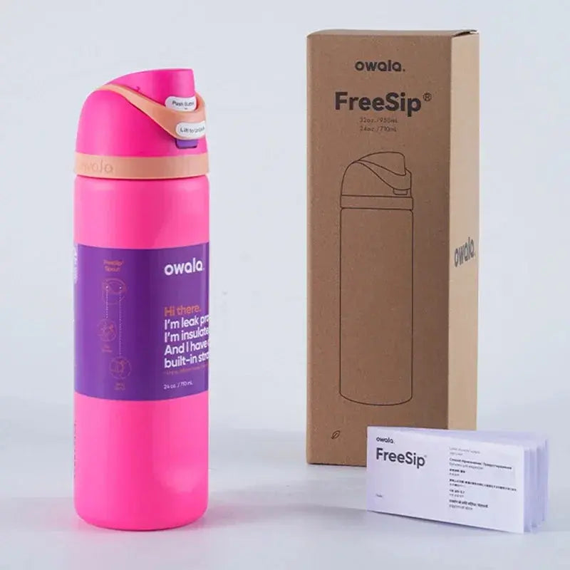 RVS Drinkfles 710ml met Geïntegreerd Rietje Handvat Dubbelwandige Isolatie 24u Koud BPA-Vrij Sport Reizen | Sansoti