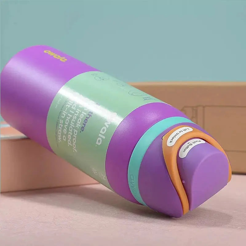 RVS Drinkfles 710ml met Geïntegreerd Rietje Handvat Dubbelwandige Isolatie 24u Koud BPA-Vrij Sport Reizen | Sansoti