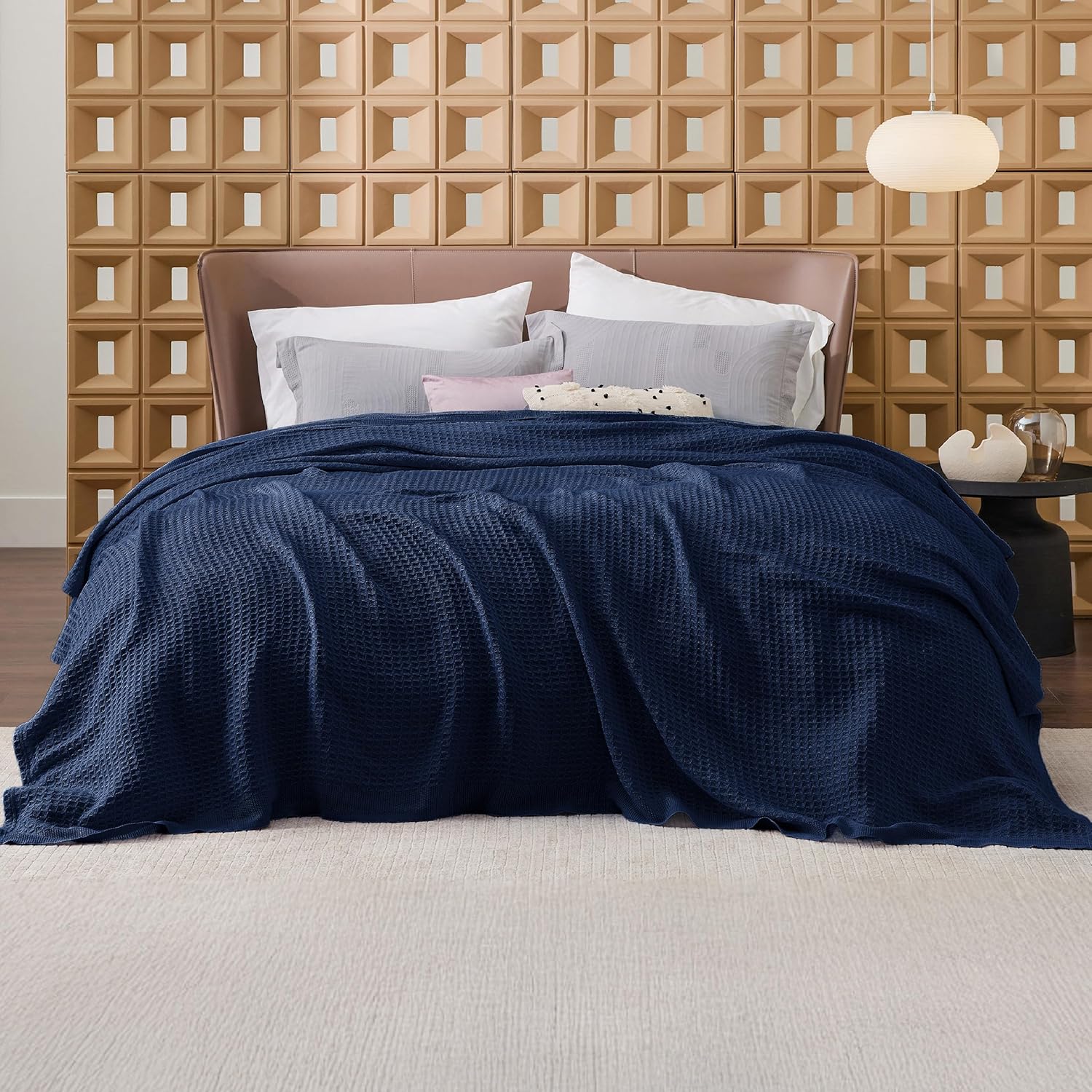 Lichtgewicht Katoenen Wafelplaid Tweepersoonsbed Zacht Ademend Deken Scandinavisch Design 90x90 cm Woonkamer | Sansoti