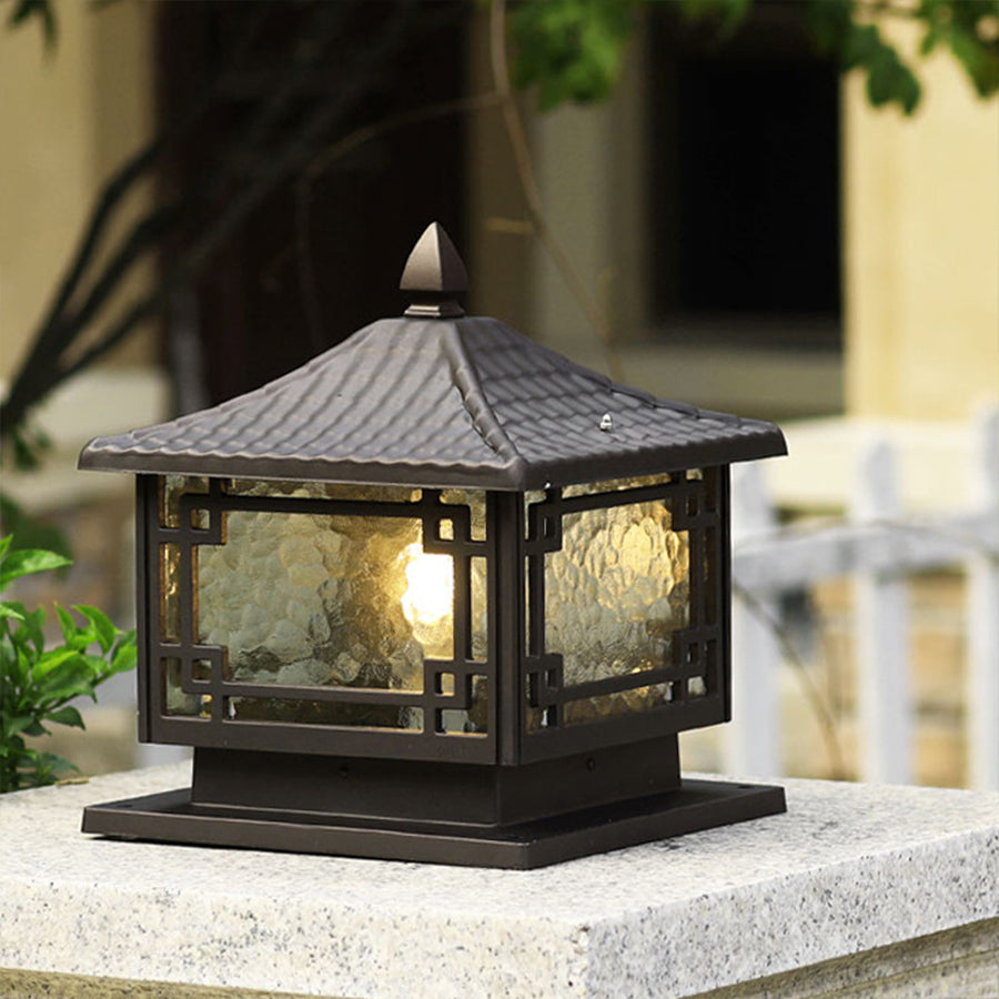 Lampe sur pied d’extérieur étanche en aluminium couleur café pour jardin, balcon et villa - éclairage LED sur pied d’extérieur | Sansoti