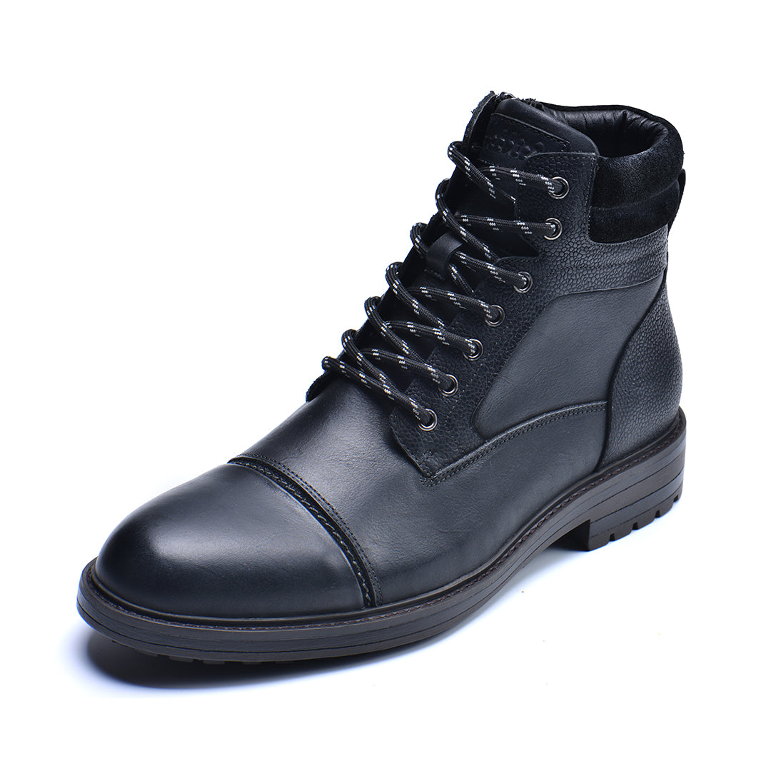 Lederboots für Herren Schwarz Braun Wasserdicht mit Verstärkter Sohle Bequem für Tägliche Arbeit und Spaziergänge | Sansoti