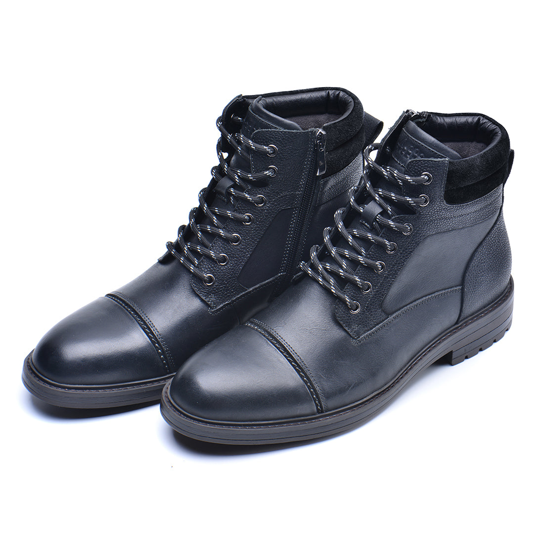 Lederboots für Herren Schwarz Braun Wasserdicht mit Verstärkter Sohle Bequem für Tägliche Arbeit und Spaziergänge | Sansoti