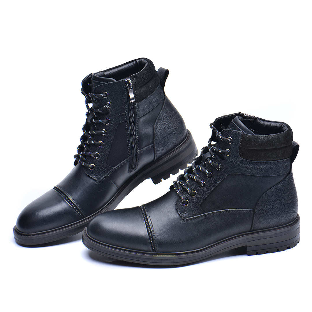 Lederboots für Herren Schwarz Braun Wasserdicht mit Verstärkter Sohle Bequem für Tägliche Arbeit und Spaziergänge | Sansoti