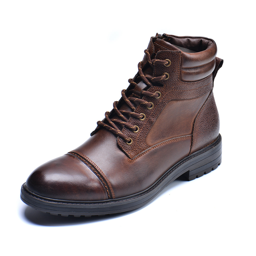 Lederboots für Herren Schwarz Braun Wasserdicht mit Verstärkter Sohle Bequem für Tägliche Arbeit und Spaziergänge | Sansoti