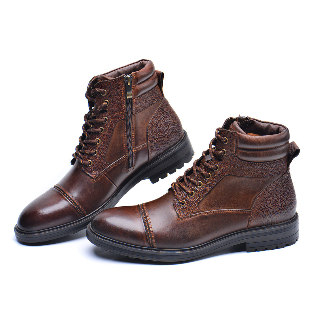 Lederboots für Herren Schwarz Braun Wasserdicht mit Verstärkter Sohle Bequem für Tägliche Arbeit und Spaziergänge | Sansoti