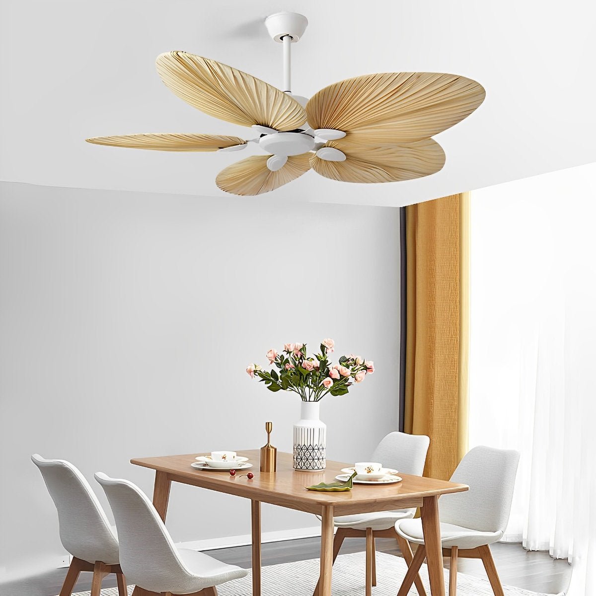 Deckenventilator Palmblatt 52 Zoll Eisen Braun Wohnzimmer Leiser DC-Motor Fernbedienung Tropisch Schlafzimmer Esszimmer Ventilator Decke | Restfield