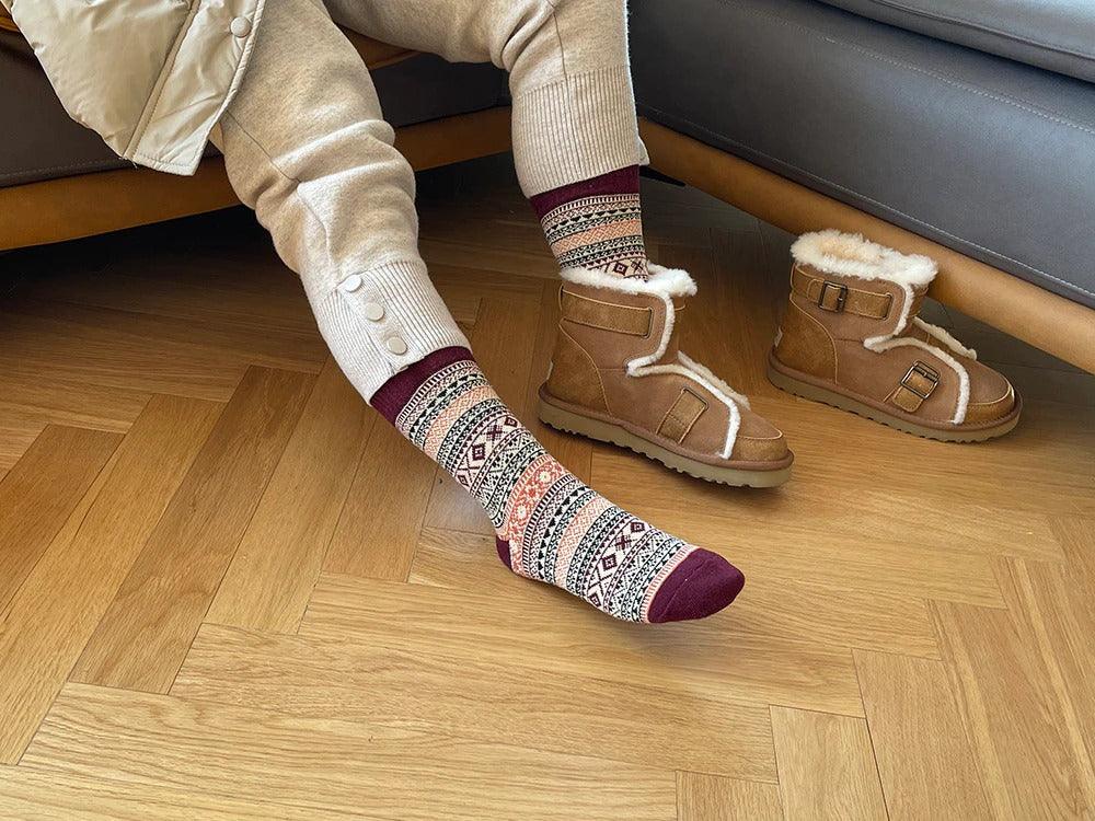 Scandinavische Wintersokken met Wolmix – Warme Unisex Sokken in 6 Patronen | Sansoti