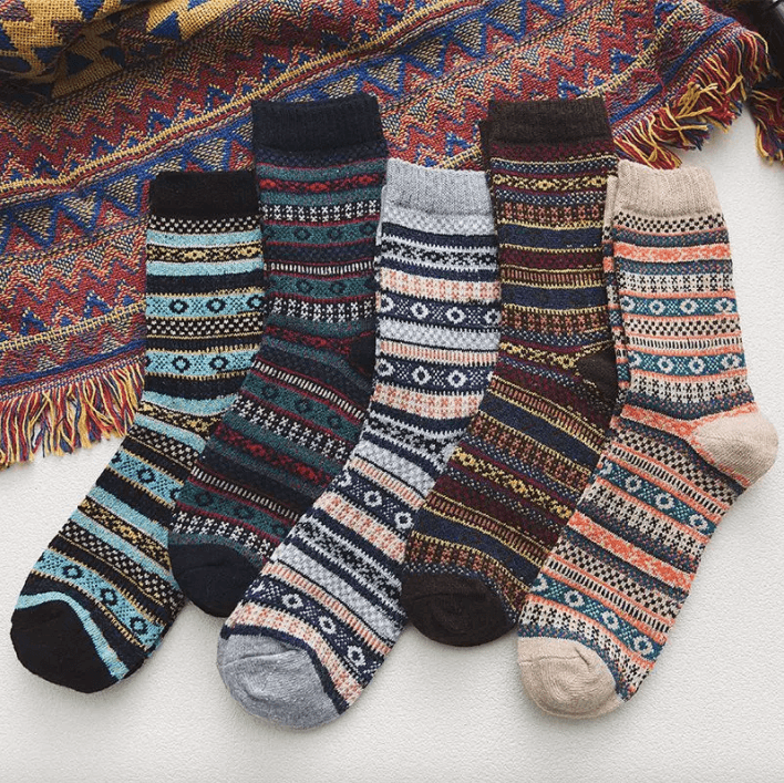 Scandinavische Wintersokken met Wolmix – Warme Unisex Sokken in 6 Patronen | Sansoti