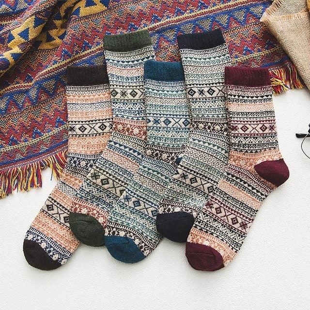 Scandinavische Wintersokken met Wolmix – Warme Unisex Sokken in 6 Patronen | Sansoti