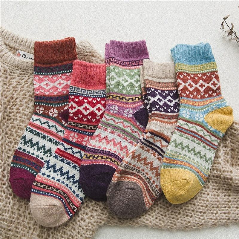 Scandinavische Wintersokken met Wolmix – Warme Unisex Sokken in 6 Patronen | Sansoti