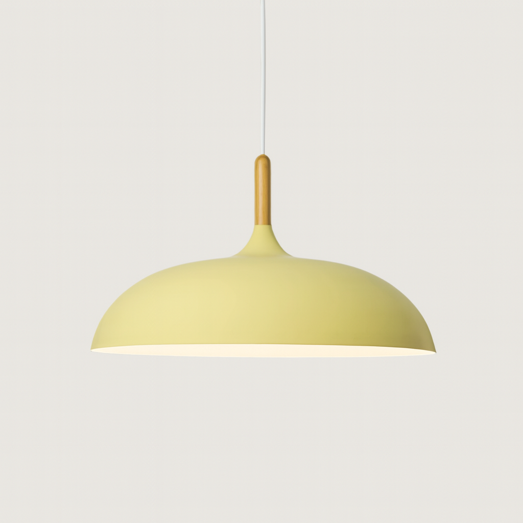 Hängelampe Pastell Aluminium Holz Retro Kuppel Kugel E27 Kinderzimmer Wohnzimmer | Restfield