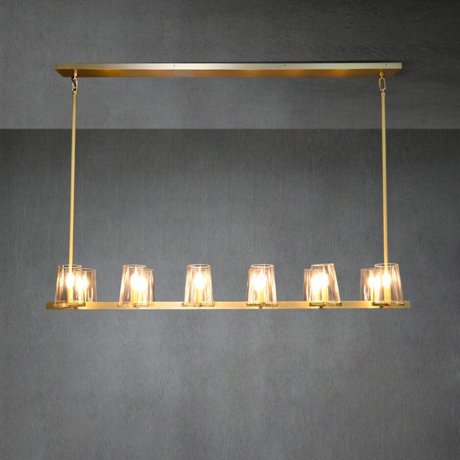 Lineaire Kristallen Kroonluchter 10-12 Lichtpunten Messing Scandinavisch Design Eetkamer Woonkamer Hangverlichting | Sansoti