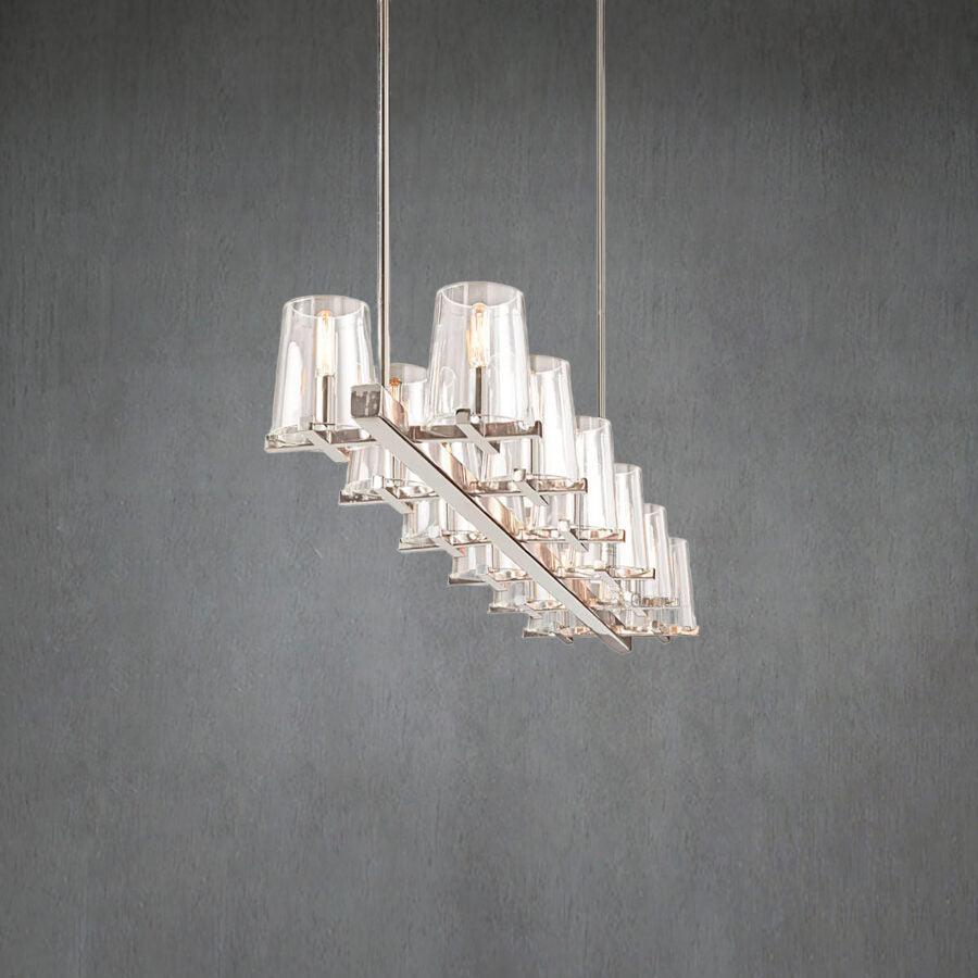 Lineaire Kristallen Kroonluchter 10-12 Lichtpunten Messing Scandinavisch Design Eetkamer Woonkamer Hangverlichting | Sansoti