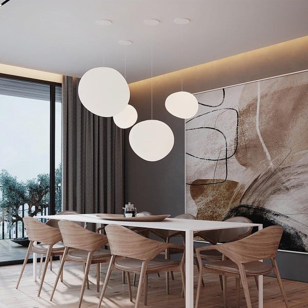 Hängelampe Handgeblasen Glas Minimalistisch Milchweiß Wohnzimmer Esszimmer E27 Warmweiß | Restfield
