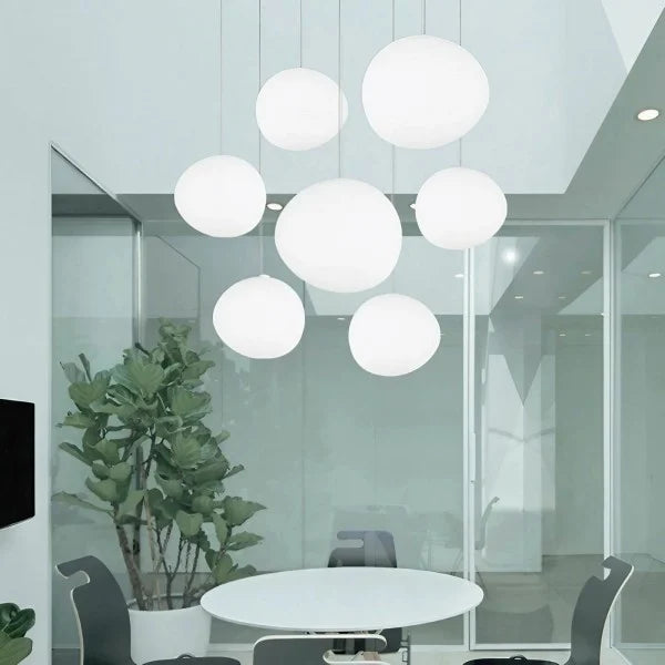 Hängelampe Handgeblasen Glas Minimalistisch Milchweiß Wohnzimmer Esszimmer E27 Warmweiß | Restfield