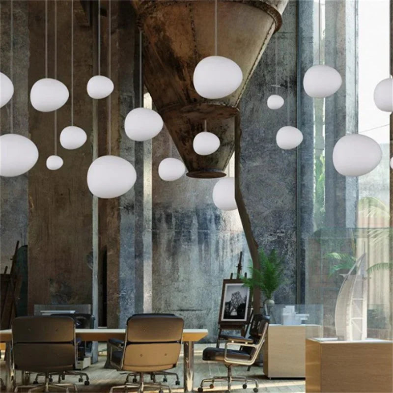 Hängelampe Handgeblasen Glas Minimalistisch Milchweiß Wohnzimmer Esszimmer E27 Warmweiß | Restfield