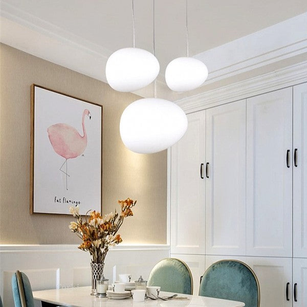 Hängelampe Handgeblasen Glas Minimalistisch Milchweiß Wohnzimmer Esszimmer E27 Warmweiß | Restfield