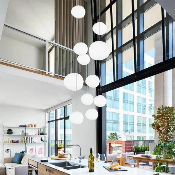 Hängelampe Handgeblasen Glas Minimalistisch Milchweiß Wohnzimmer Esszimmer E27 Warmweiß | Restfield