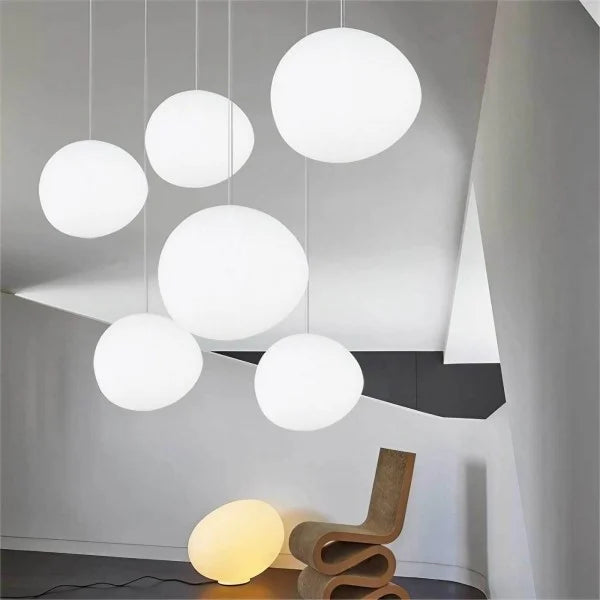 Hängelampe Handgeblasen Glas Minimalistisch Milchweiß Wohnzimmer Esszimmer E27 Warmweiß | Restfield