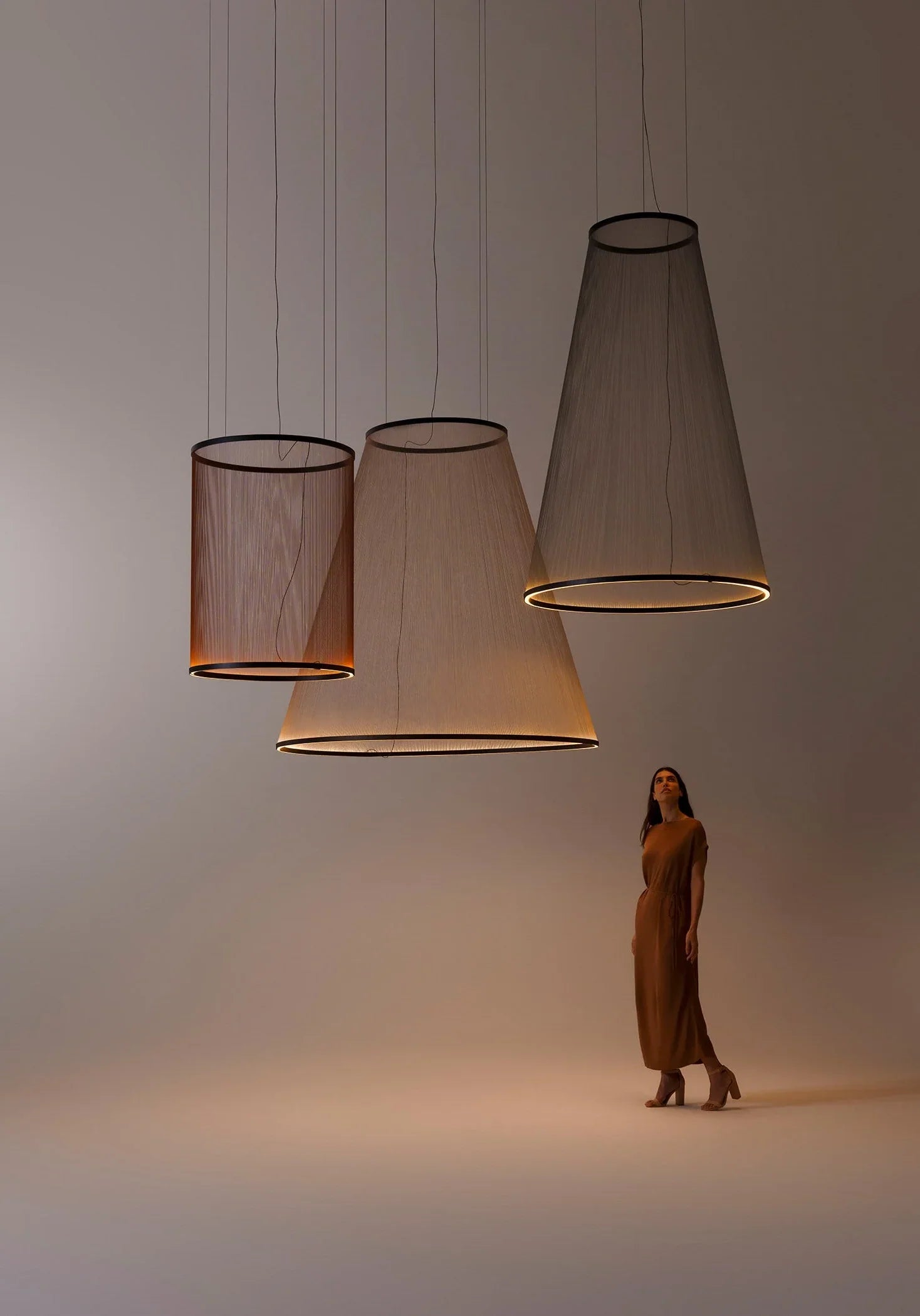 Hanglamp Cluster Staal Aluminium Rood Groen Crème Woonkamer Eetkamer Hal Getrapt Multi-Pendant Messing | Sansoti