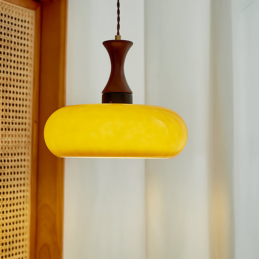 Hängelampe Glas Holz E27/E26 Wohnzimmer Esszimmer Schlafzimmer Retro Vintage Beleuchtung | Restfield