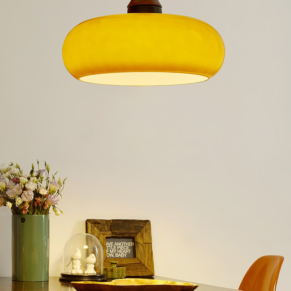 Hängelampe Glas Holz E27/E26 Wohnzimmer Esszimmer Schlafzimmer Retro Vintage Beleuchtung | Restfield