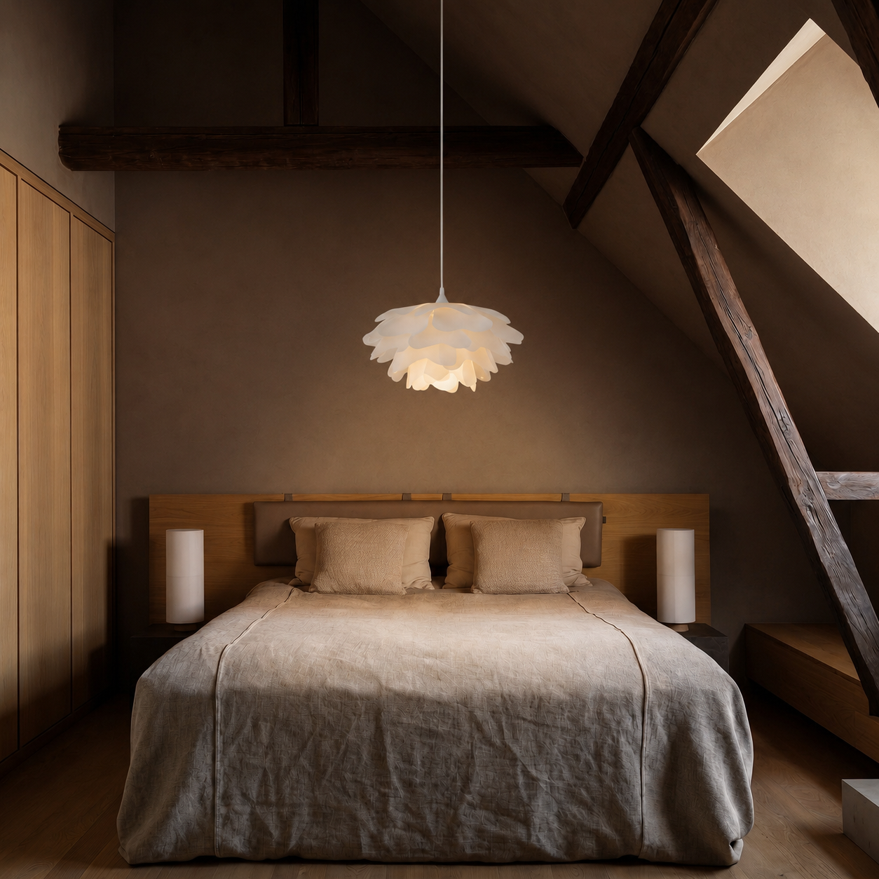 Blütenförmige Hängeleuchte mit matter Oberfläche und warmem LED-Licht für Esstisch, Wohnzimmer, Schlafzimmer und Esszimmer | Sansoti