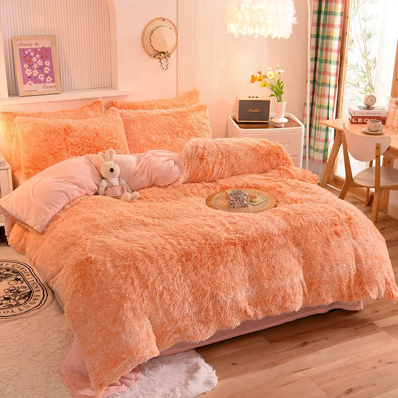Fluffy Fleece Bedding Set – Teddy 3-piece or 4-piece – Duvet Cover Sheet Pillowcases Single | Sansoti