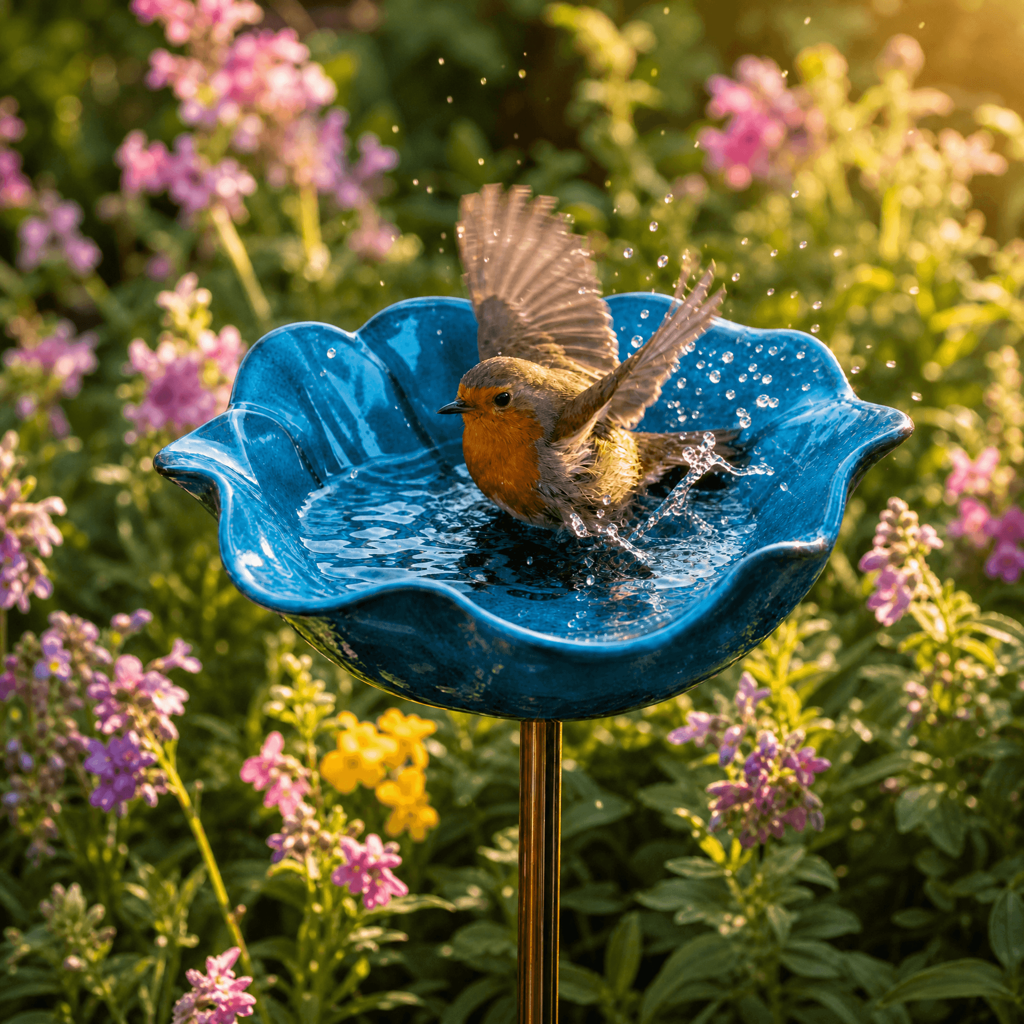 Metalen Klaproos Vogelbad Tuinsteker — Handgevormd Watersieraad voor Vogels, Bijen & Vlinders | Sansoti