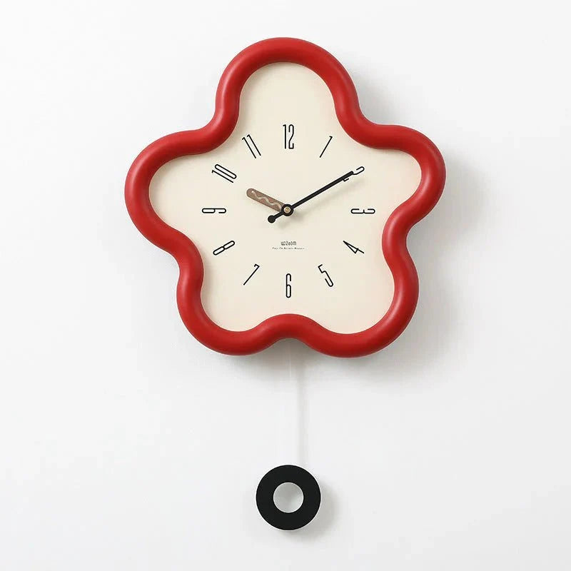 Wanduhr mit 3D-Blumenmotiv und geräuschloser Pendelbewegung, 39 × 39 cm, dekoratives Design für Wohnzimmer und Schlafzimmer | Sansoti