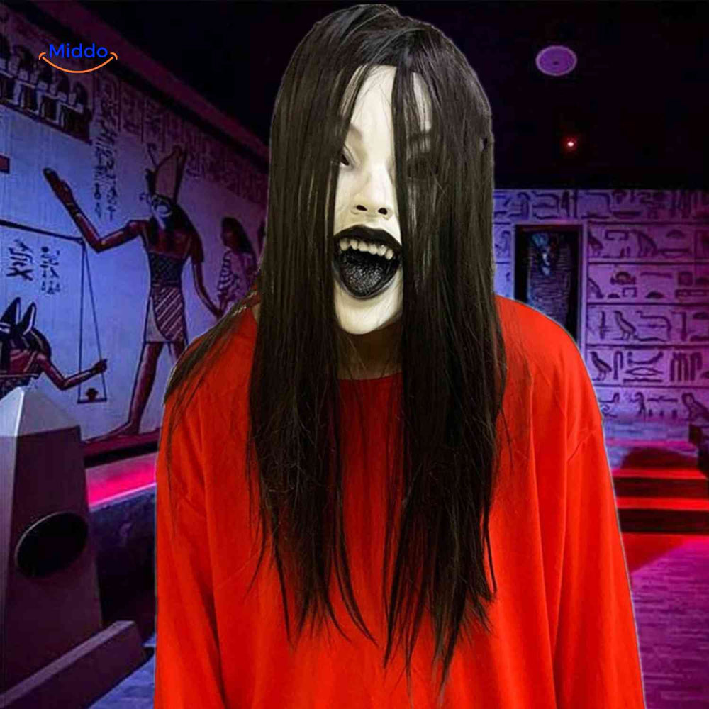 Latex Horror Mask with Hair for Halloween | Sansoti