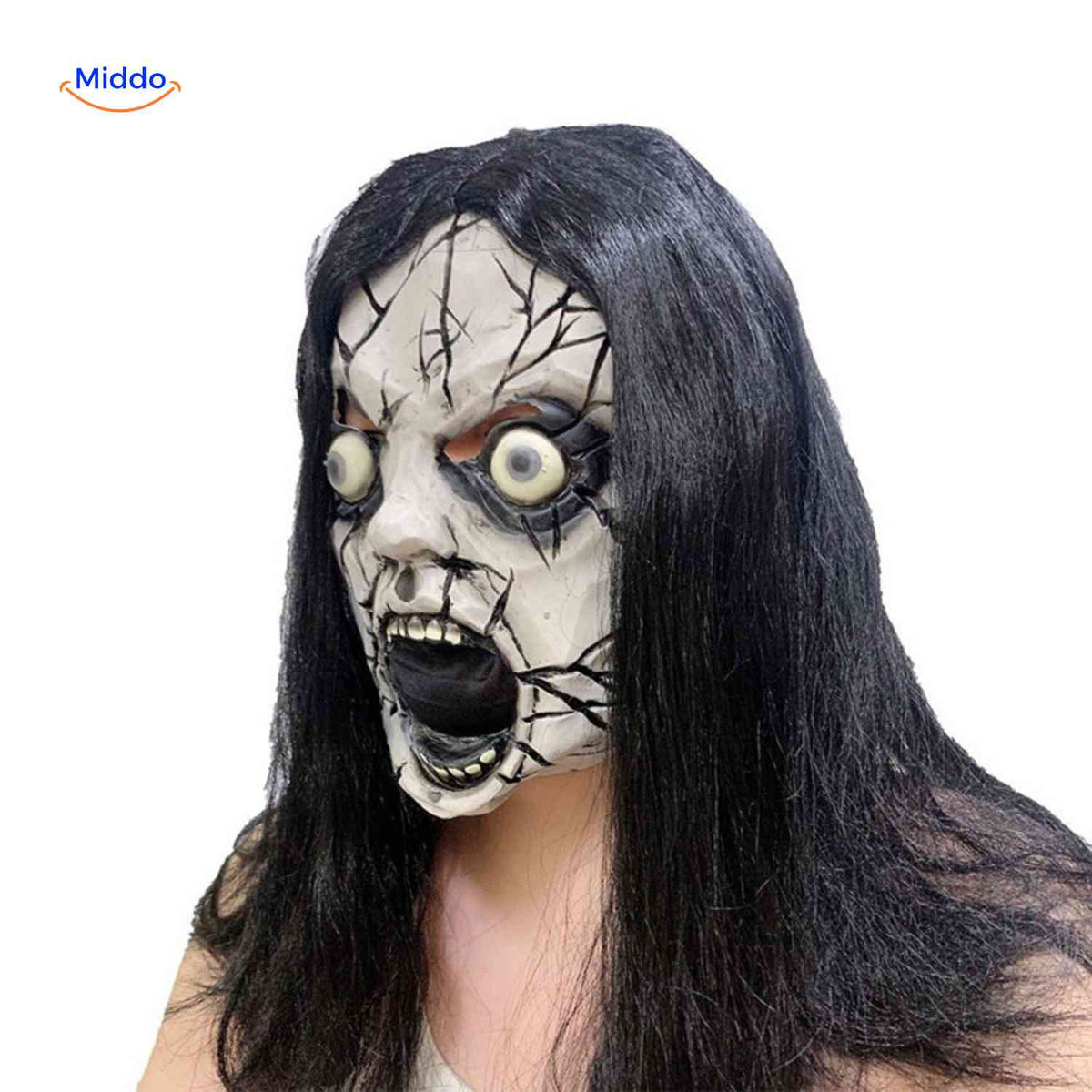 Masque d’horreur avec cheveux synthétiques en latex, masque effrayant pour Halloween, cosplay, fête, carnaval et soirée costumée | Sansoti