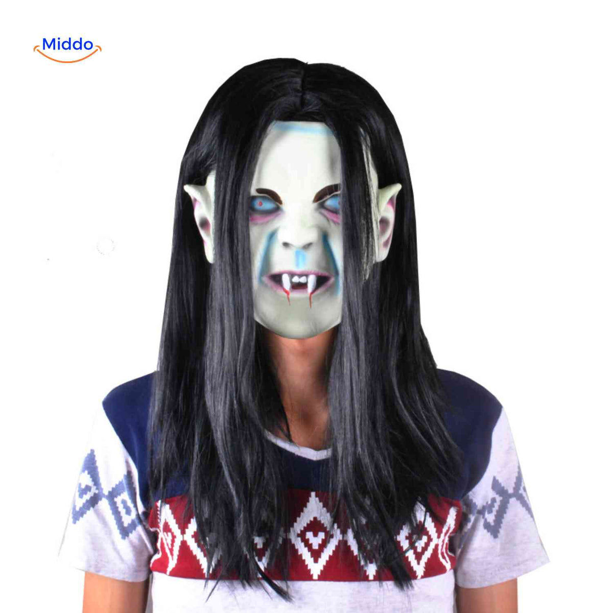 Masque d’horreur avec cheveux synthétiques en latex, masque effrayant pour Halloween, cosplay, fête, carnaval et soirée costumée | Sansoti